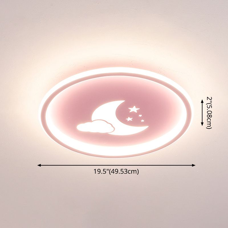 Lámparas de luz de Luna y estrella 1 lámparas modernas de techo de dormitorio incorporadas de metal ligero