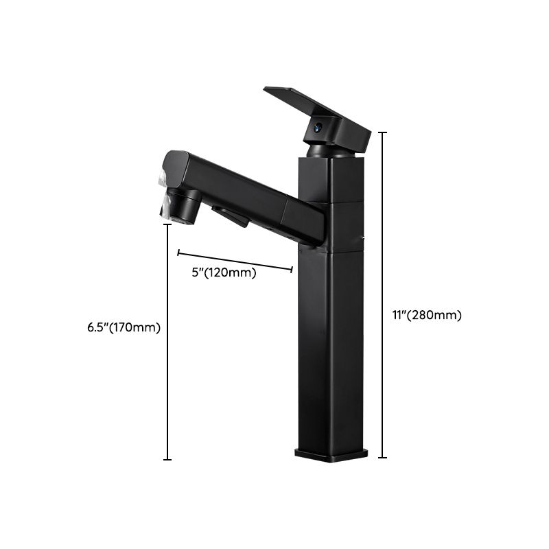Modern Bathroom Vessel Faucet Swivel Spout Single Handle Faucet with Pull down Sprayer