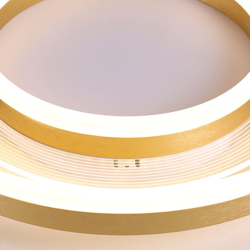 Gold Ceiling Mount Light Round LED Ceiling Light with Silica Gel Shade for Bedroom