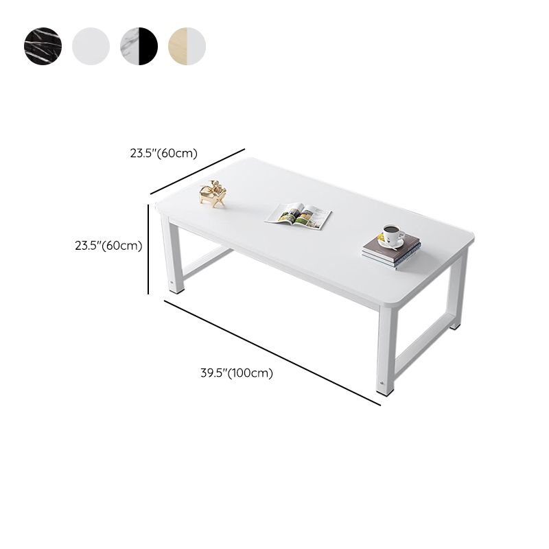 Rectangle Wooden Top Coffee Table with Metal Four legs Modern Style