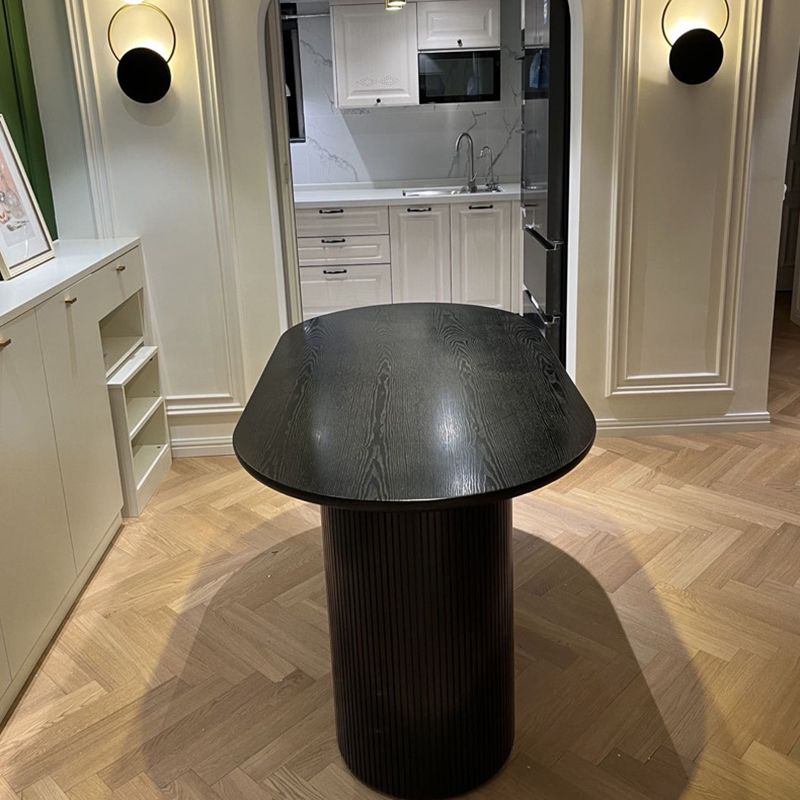 Oval Dining Table Contemporary Dining Table with Sled Base in Black