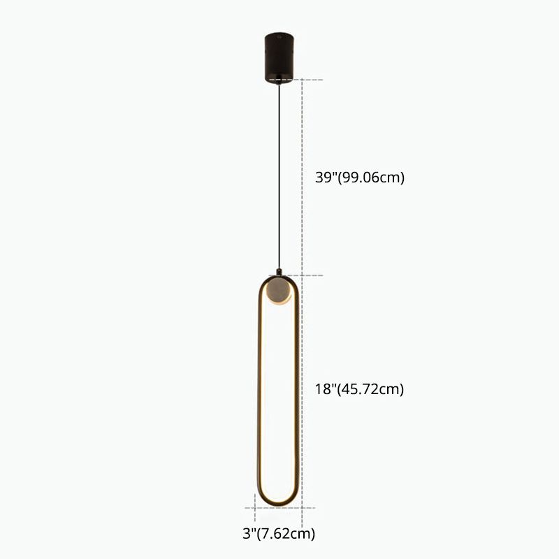 Metal Oblong Hanging Ceiling Light Modern Style LED Ceiling Pendant Light for Bedroom