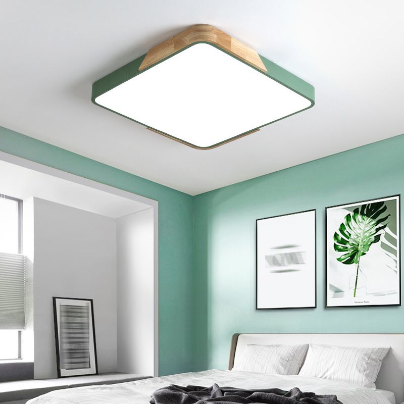 Square Flush Mount Fixture Contemporary Metal 1 Light Flush Light
