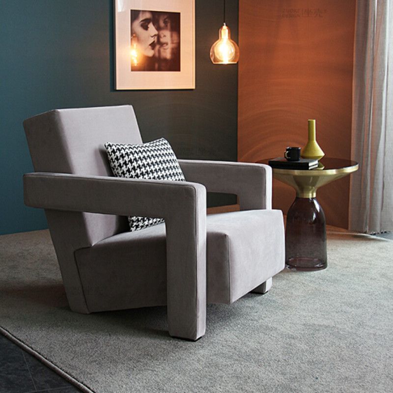 Nordic Fabric Arms Included Square Arms Fixed Back Accent Room Chair
