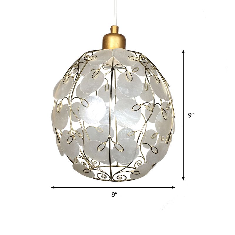 Capacidad colgante colgante de la esfera Luz contemporánea 1 luz de techo blanco claro en acabado dorado