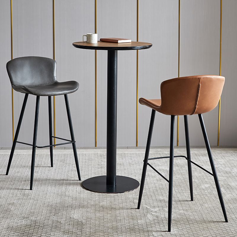 Contemporary Armless Bar Stool Faux Leather Bar Stool for Living Room