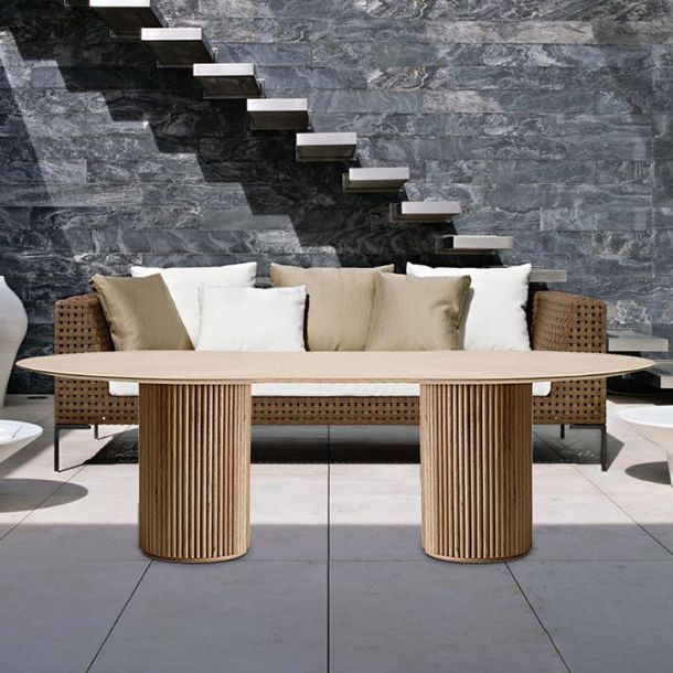 Tono de comedor moderno de pedestal doble oval