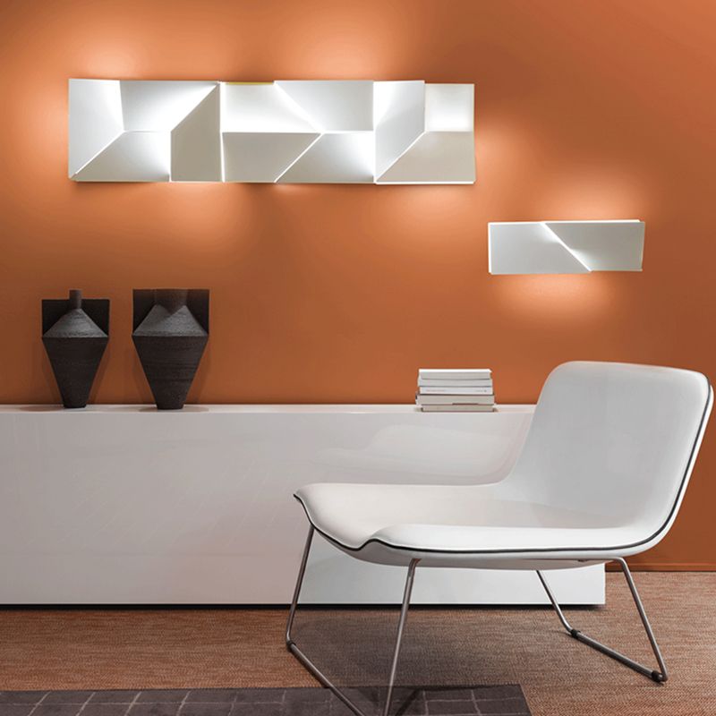 Luce da parete geometrica bianca Sconcetti di luce moderna in metallo funzione con palette di funce in metallo