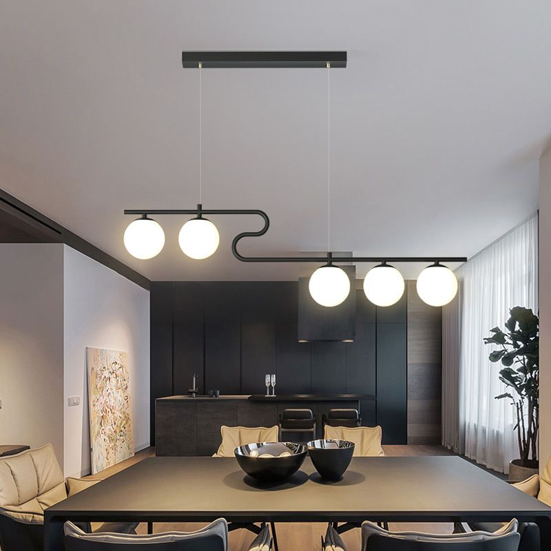 Modern Simple Hanging Lamp Glass Ball Shape Shade Island Light Fixture for Dining Table