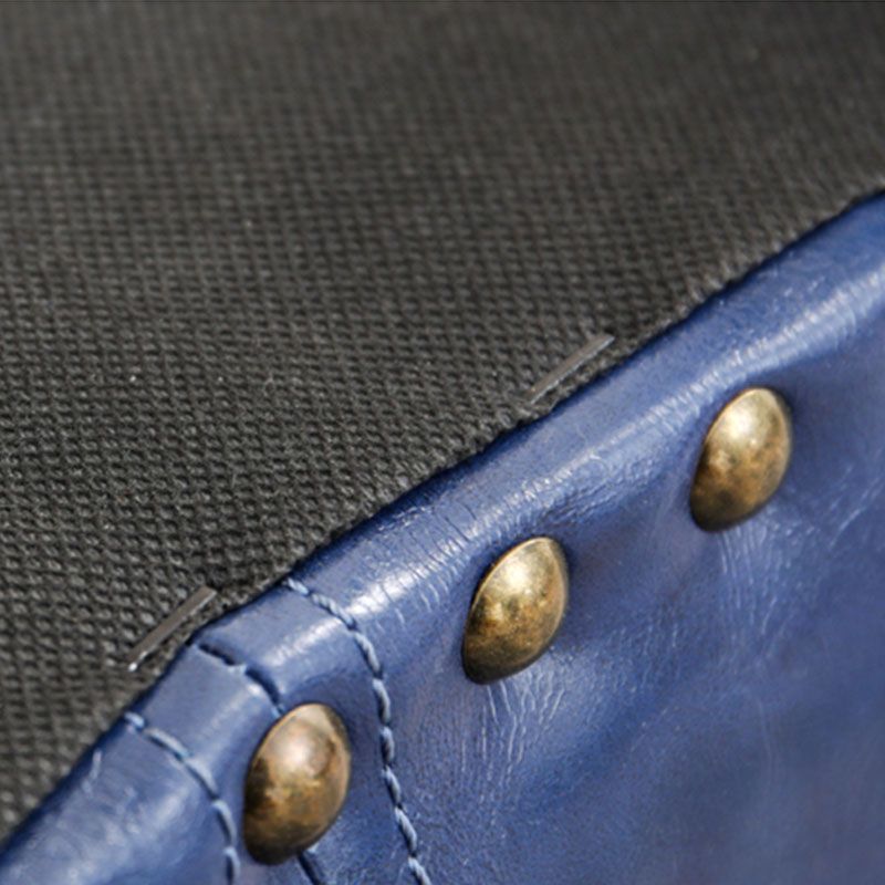 Nailhead Trim Ottoman Leather Special Shape Contrast Color Stain Resistant Ottoman