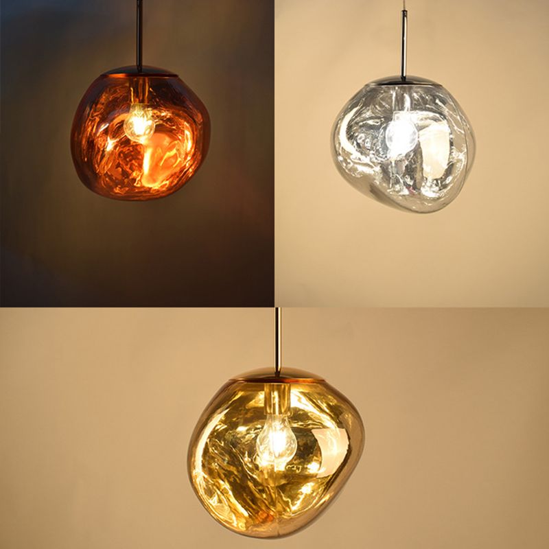 1 Light Rock Ceiling Light Modern Simple Dimpled Blown Glass Ceiling Fixture for Restaurant