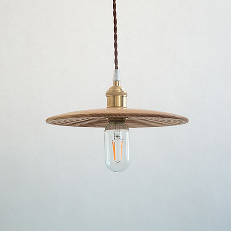 Flying Saucer Wooden Hanging Lighting Nordic 1 Bulb Pendant Light for Dining Room