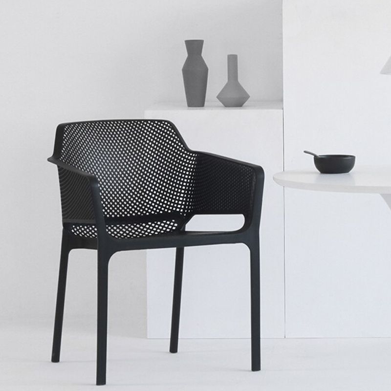 Plastic Stacking Dining Armchair Glam Indoor-Outdoor Dining Room Chair