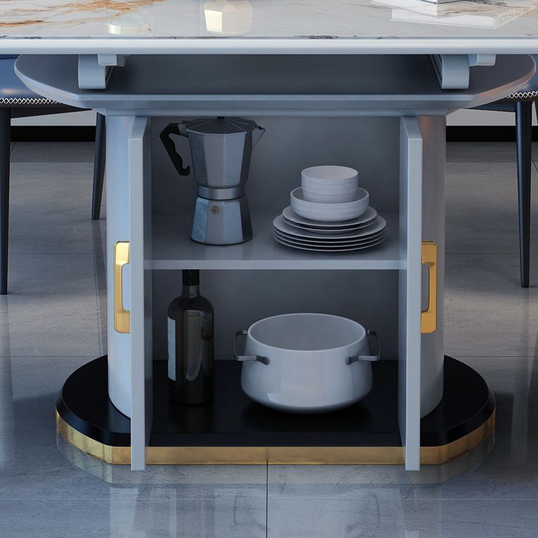Modern Scalable Dining Table Stone Round Table for Dining Room