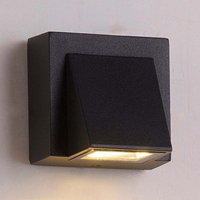 Contemporary Aluminum Wall Light Geometric Wall Washer in Black for Outdoors
