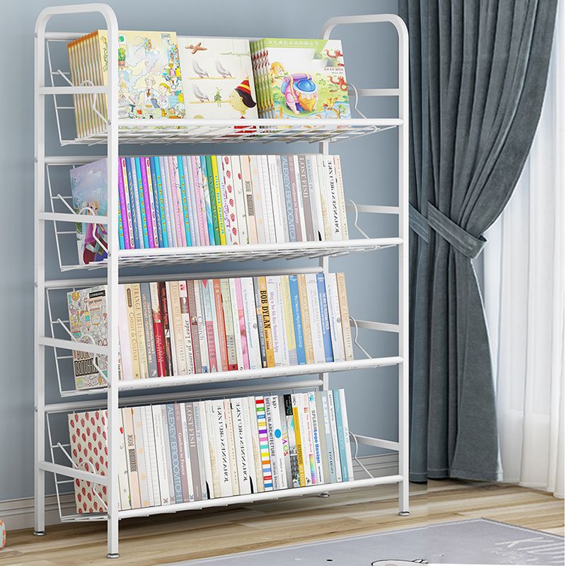 Modern Metal Bookcase Vertical Etagere Open Back Bookshelf in Burnish