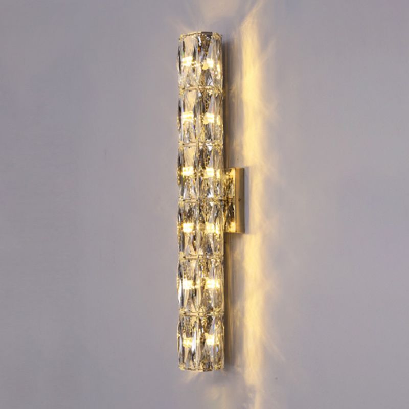 Crystal Cylinder Shape Wall Lighting Modern Style Multi Lights Wall Light Sconce