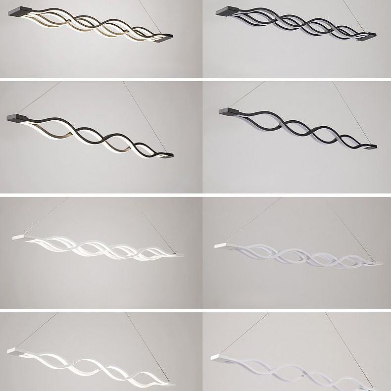 Wave Dinning Room Island Pendant Light Metal LED Contemporary Ceiling Pendant Light in White