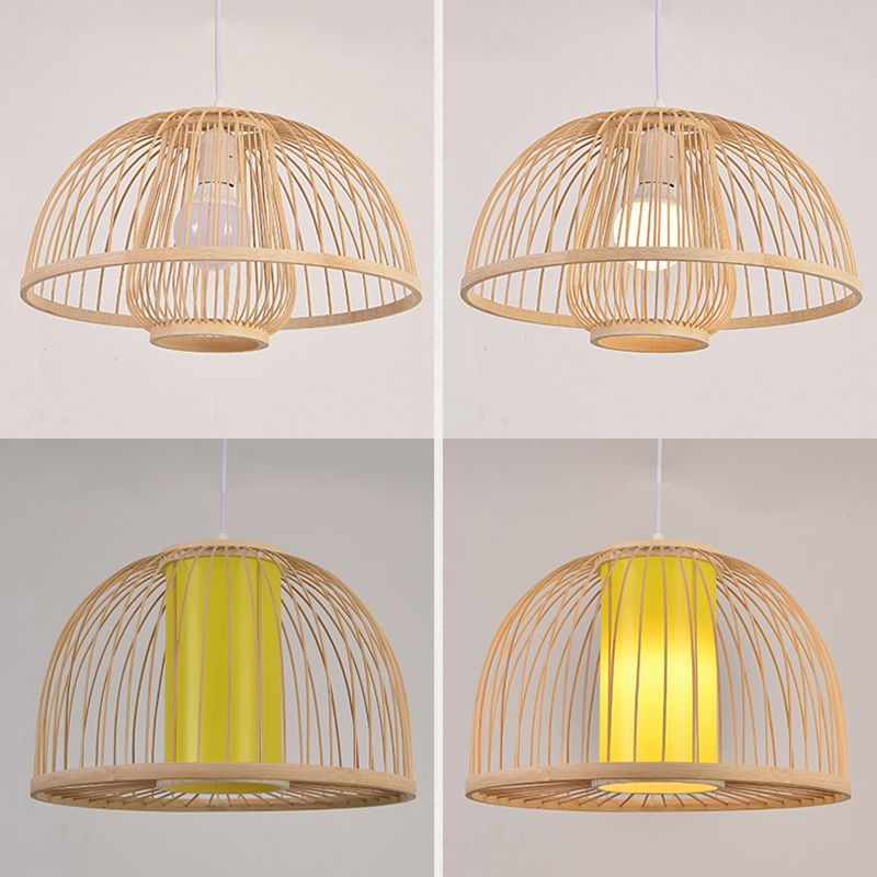 Asia Lantern Lighting Candant Lighting Bamboo 1 Bulb Restauranti appeso in legno