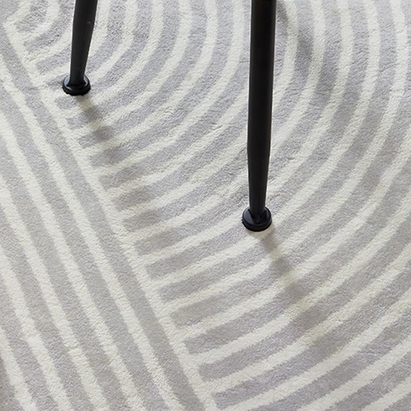 Chic Grey Area Rug Stripe Print Polyester Area Carpet Anti-Slip Rug for Home Decor