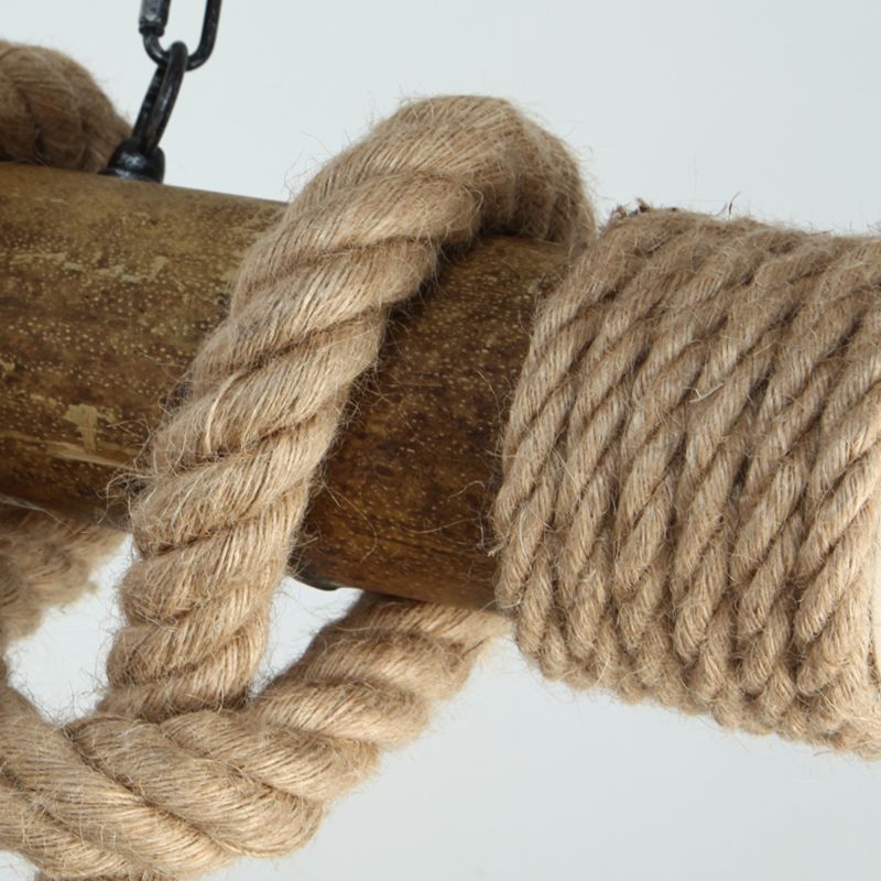 Flaxen 3 Bulbs Suspension Lighting Retro Metallic Birdcage Island Ceiling Light with Hemp Rope