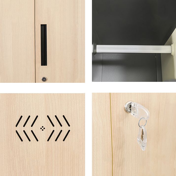 Modern Metal Storage Cabinet with Garment Rod Matte Finish Cabinet for Bathroom