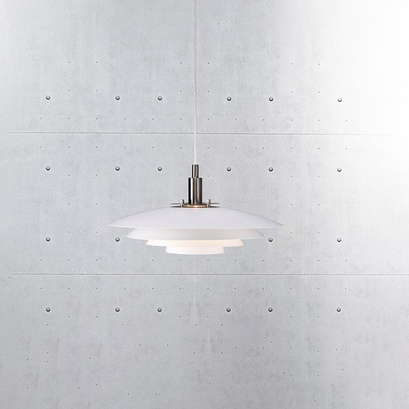 Layered Restaurant Pendant Lamp Metal Single-Bulb Macaron Hanging Light