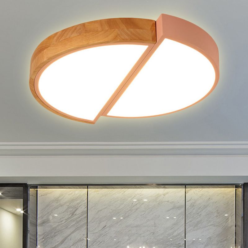Half Circle Restaurant Flush Ceiling Light Acrylic Macaron Loft LED Green/Pink/White Ceiling Lamp in Warm/White Light