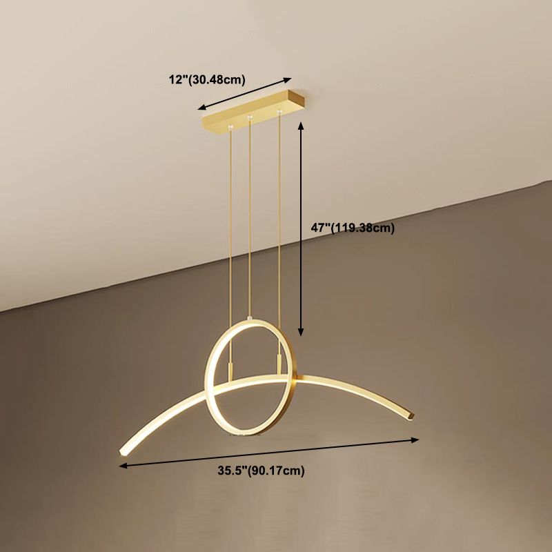 Modern Metal Island Light Geometric Gold LED Island Pendant for Dining Room