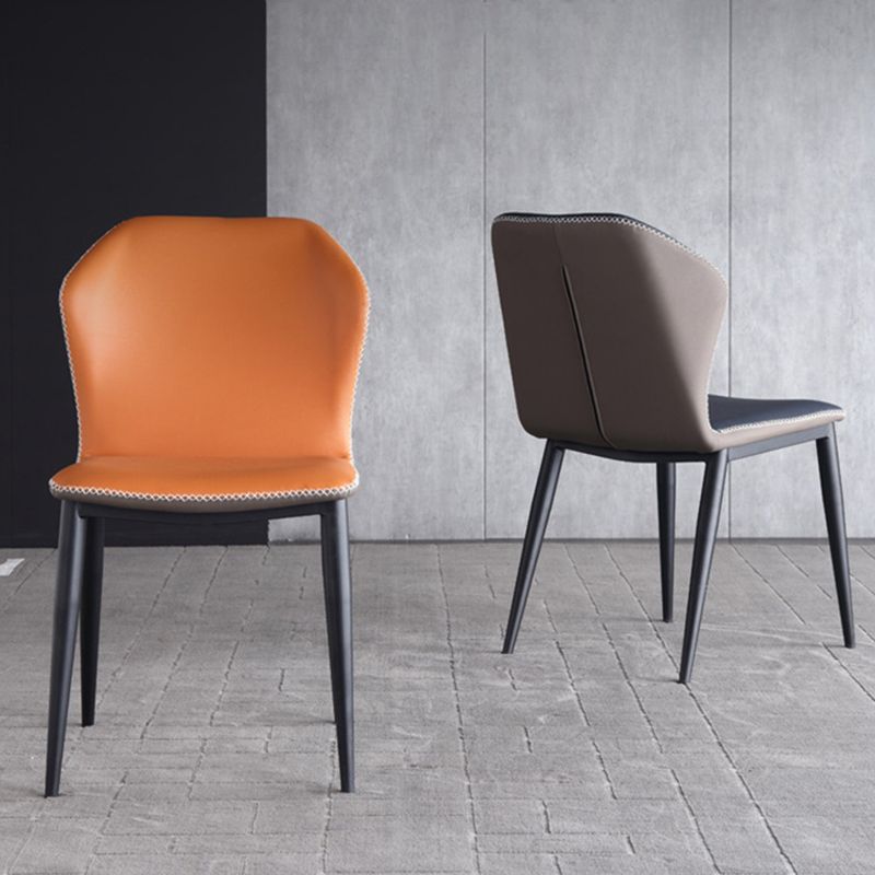 Industrial Design Wingback Armless Chairs Faux Leather Side Chair