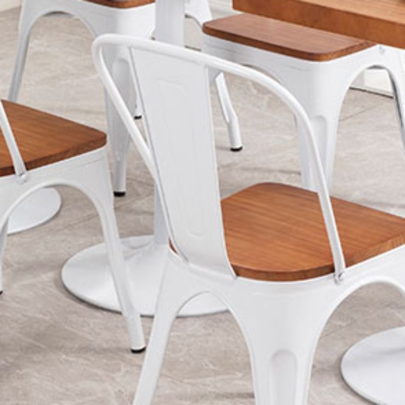 Slat Back Arm Chairs Contemporary Dining Chairs with Metal Base