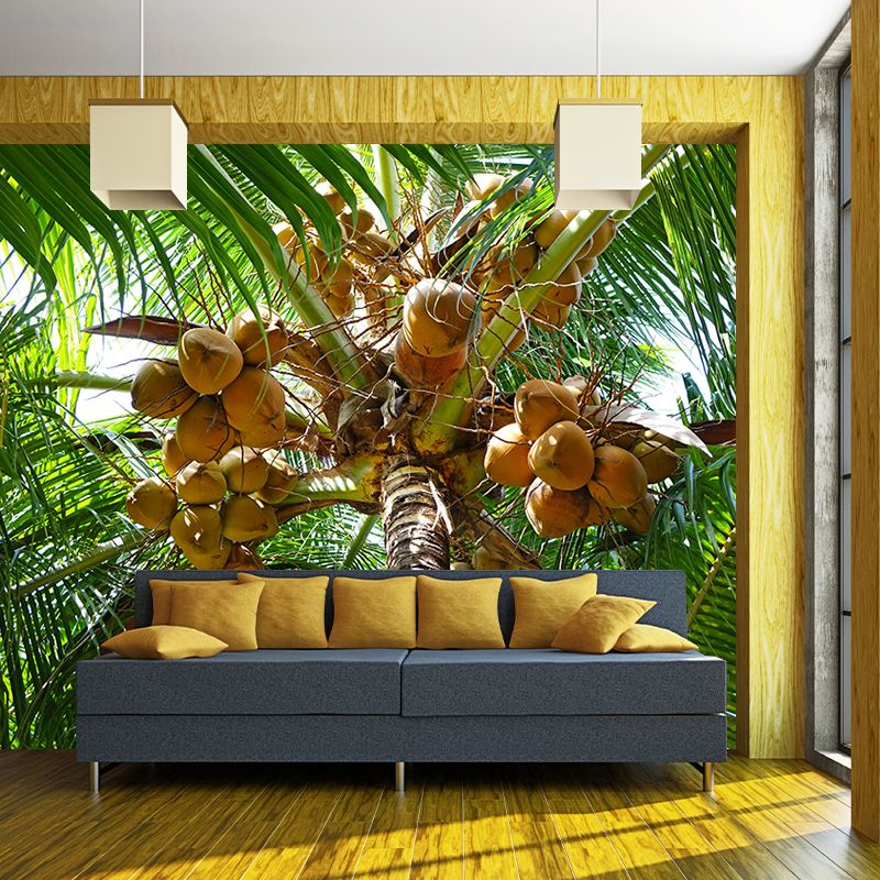 Tropical Coconut Tree Mural for Living Room Waterproofing, Custom Size Available