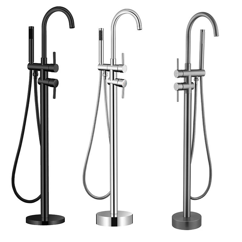 Floor Mounted Metal Freestanding Tub Filler Single Handle Freestanding Faucet