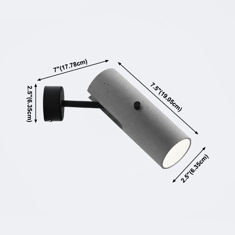 Lampada a parete cilindro lampada moderna a parete grigia a 1 luce con tonalità di cemento