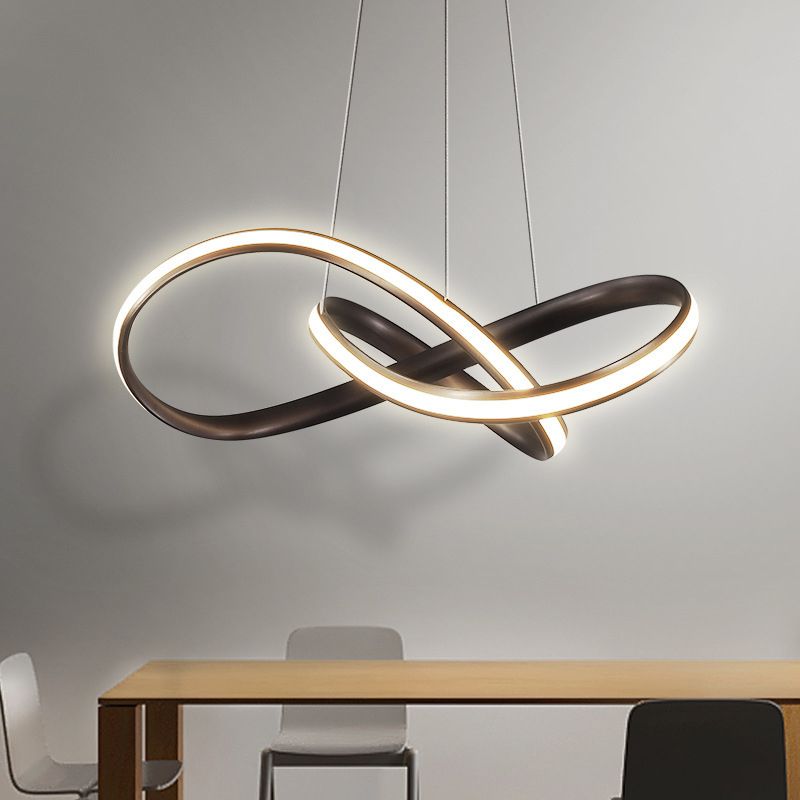 Acrylnahe Kurve hängende Kronleuchter leichter moderner Kaffee -LED -Leuchte -Leuchte, warmes/weißes Licht