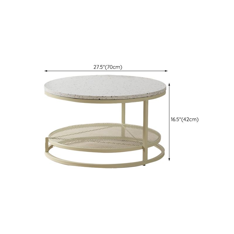 16"H Contemporary Coffee Table White Coffee Cocktail Table with Storage