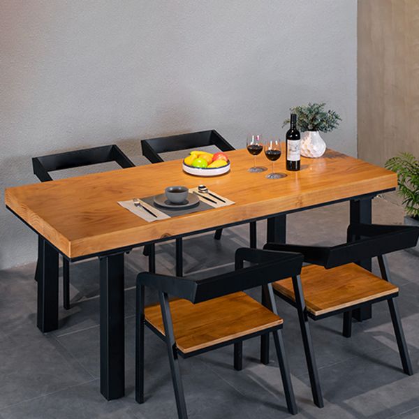 Industrial Pine Wood Table Rectangle 4 Legs Base Dining Table for Kitchen