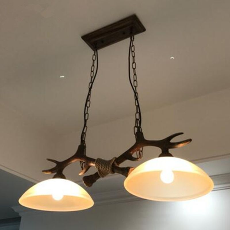 Wood 2 Lights Chandelier Light Fixtures Deer Antler Cottage Chandelier Lighting for Bar