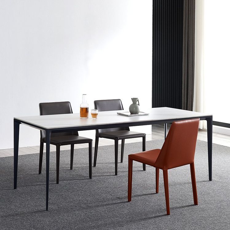 Minimalist Sintered Stone Standard Dining Table Rectangle Kitchen Dining Table with 4 Legs Base
