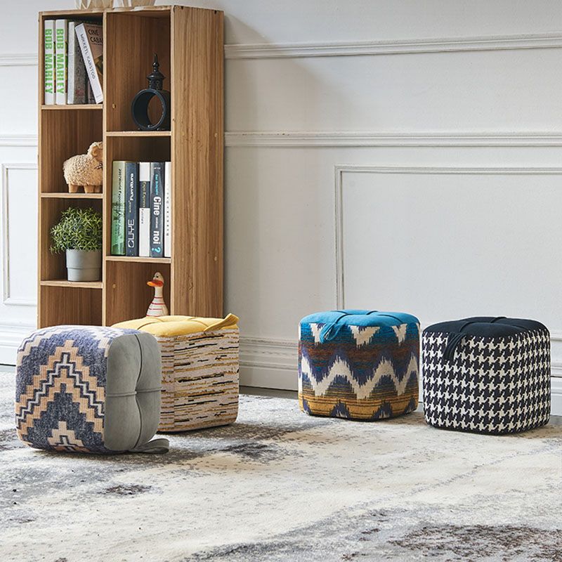 Color Block Fabric Standard Stool Modern Simple Upholstered Ottoman