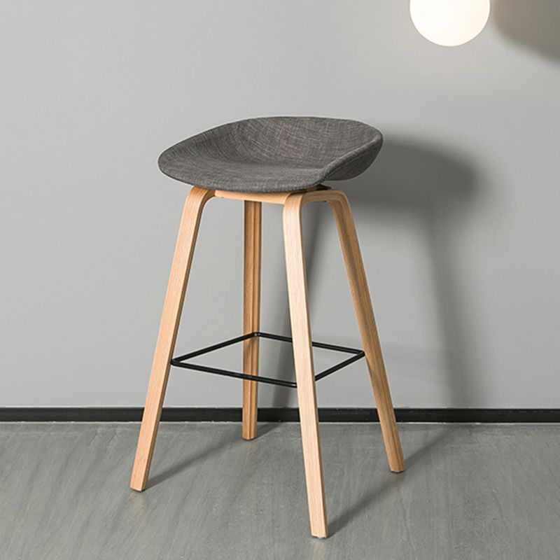 Contemporary Plastic Bucket Bar Stool with Beech Solid Wood Base