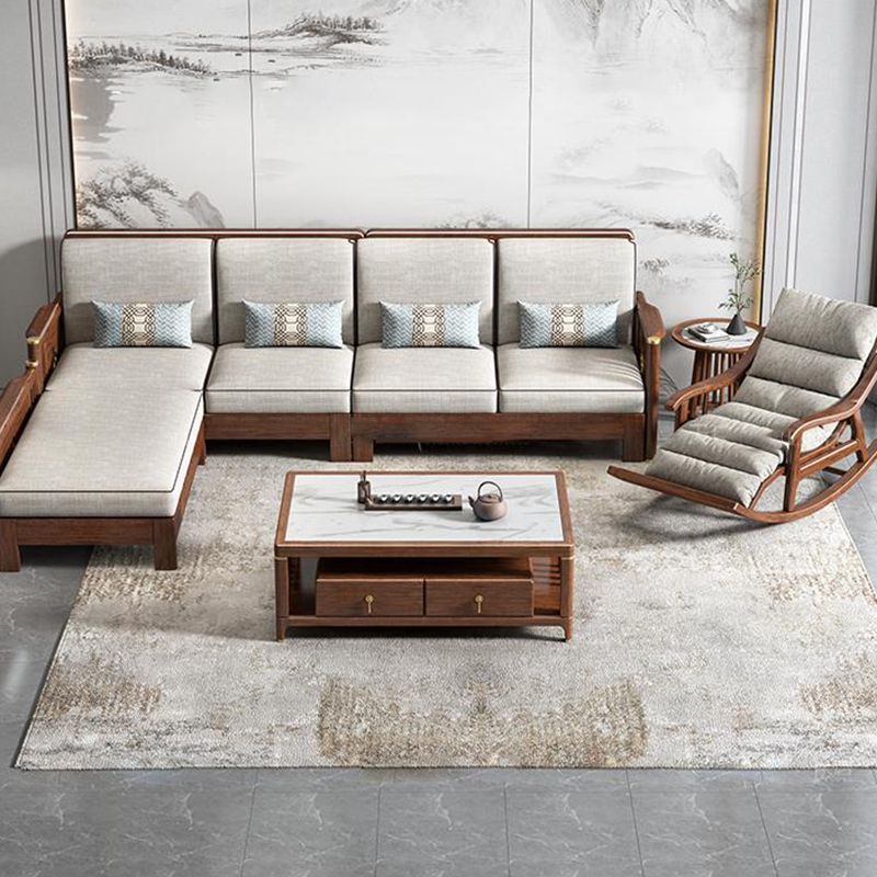 Mid Century Modern Sofa Rocking Chair Indoor Wooden Rocking Chair with Cushion