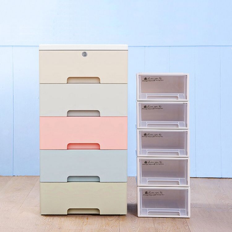 Contemporary Plastic Storage Cabinet With Drawer Non-Hanging Armoire