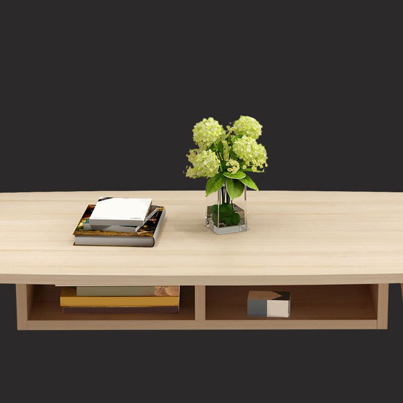 Modern 4 Legs Cocktail Table Rectangular Coffee Table - White/Wood