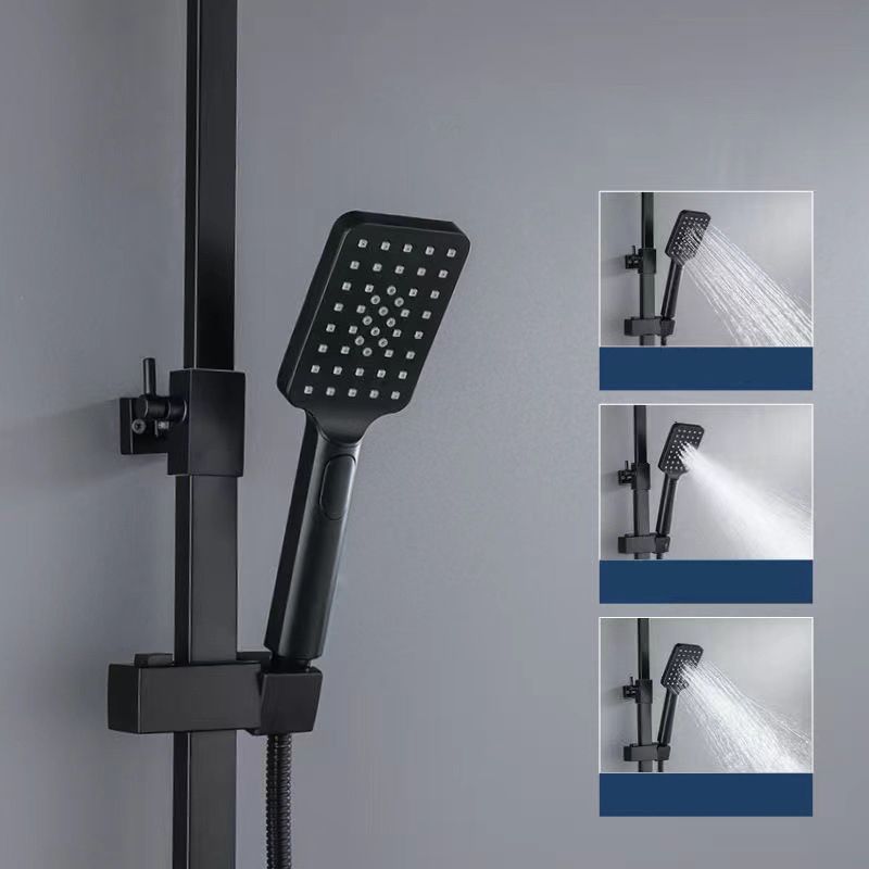 Square Metal Shower System Volume Control Dual Shower Head Shower Faucet with Shower Arm