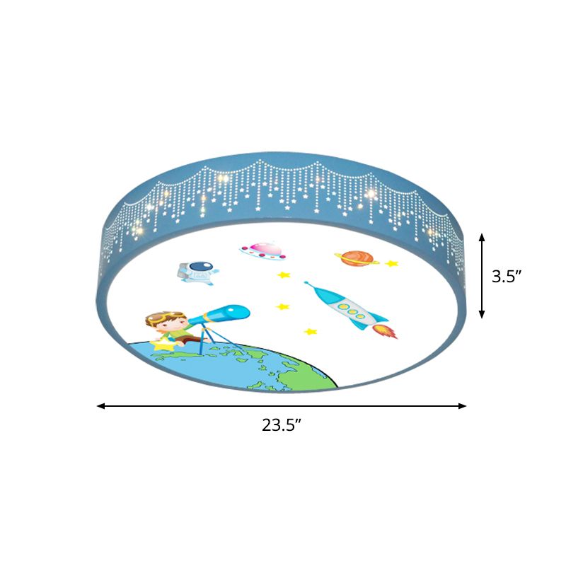 Meteor Dusche Ausschnitte Deckenlampe Kinder Acryl Schlafzimmer LED Flush montiert Licht mit Rocket-Muster in Blau