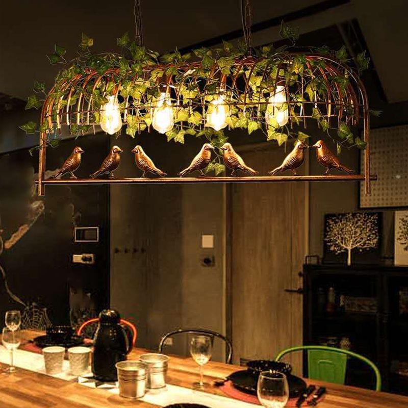 Multi - Light Iron Kitchen Island Pendant in Black / Antique Brass Ceiling Lighting