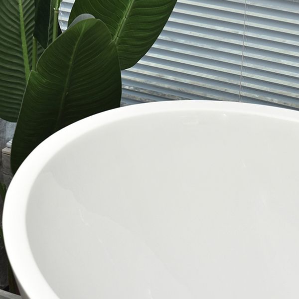 White Oval Bath Freestanding Acrylic Soaking Handles Included  Modern Bathtub
