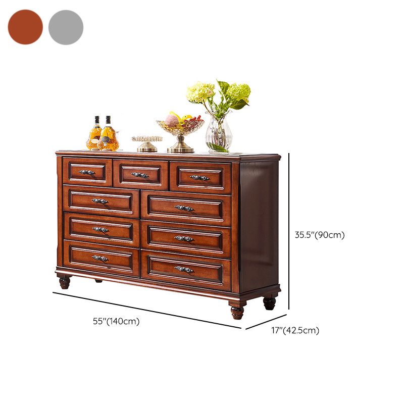 Traditional Horizontal Bedroom Chest Wooden Storage Chest with Drawers