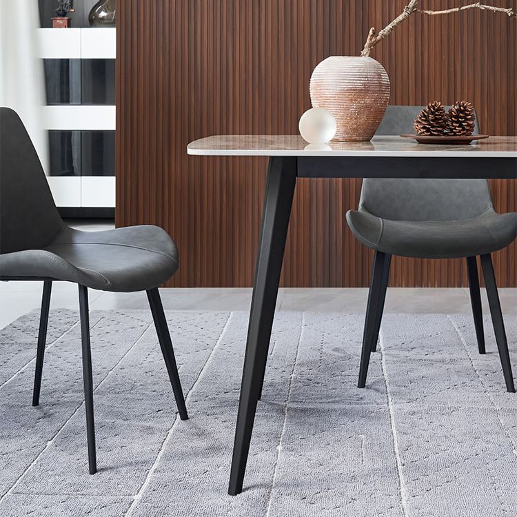 Metal Modern Rectangle Dining Table Sintered Stone Dining Table for Kitchen and Dining Room